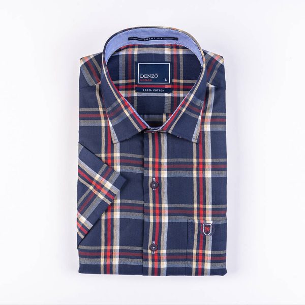 DENZO® URBAN TWILL LARGE CHECK SHORT SLEEVE - MIDNIGHT BLUE - Image 2