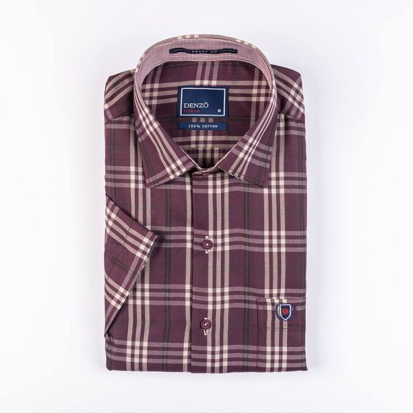 DENZO® URBAN TWILL LARGE CHECK SHORT SLEEVE - BROWN - Image 2