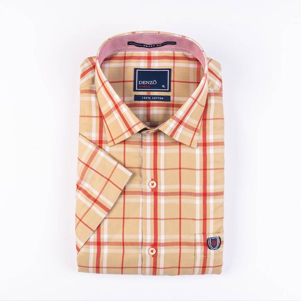 DENZO® URBAN TWILL LARGE CHECK SHORT SLEEVE - SAND - Image 2