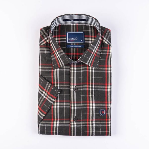DENZO® URBAN TWILL LARGE CHECK SHORT SLEEVE - BLACK - Image 2