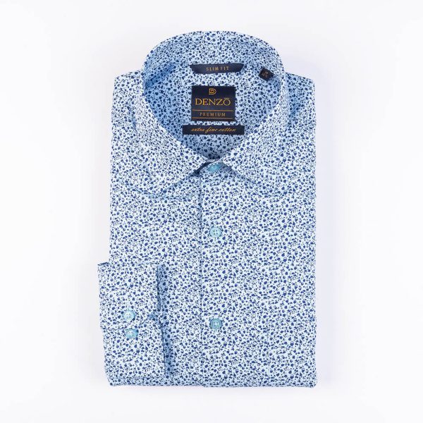 DENZO® PREMIUM MINIMAL PRINT LONG SLEEVE - SKY BLUE FLORAL - Image 2