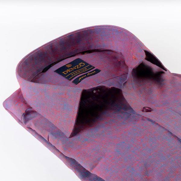 DENZO® PREMIUM SMART FIT 100% LINEN SHIRT - PURPLE
