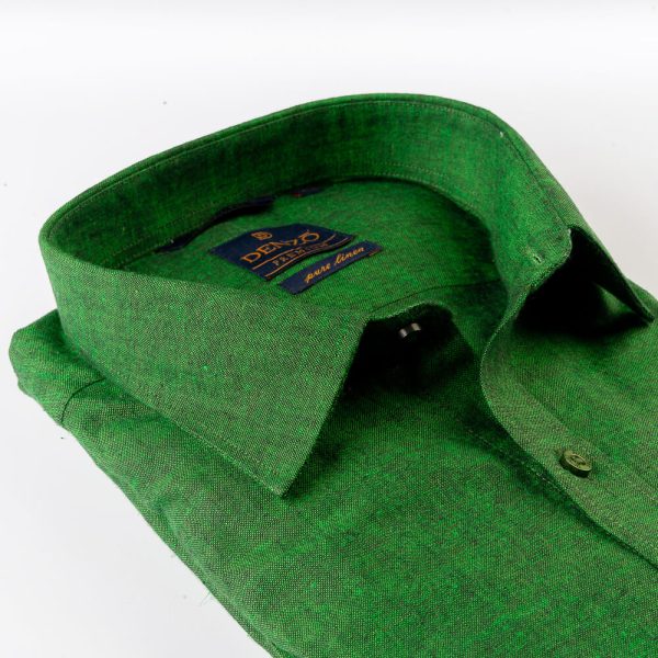 DENZO® PREMIUM SMART FIT 100% LINEN SHIRT - FOREST GREEN