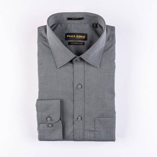 PERRI ALLEN® LUXURY SLIM FIT GREY FIL-A-FIL SHIRT - Image 2