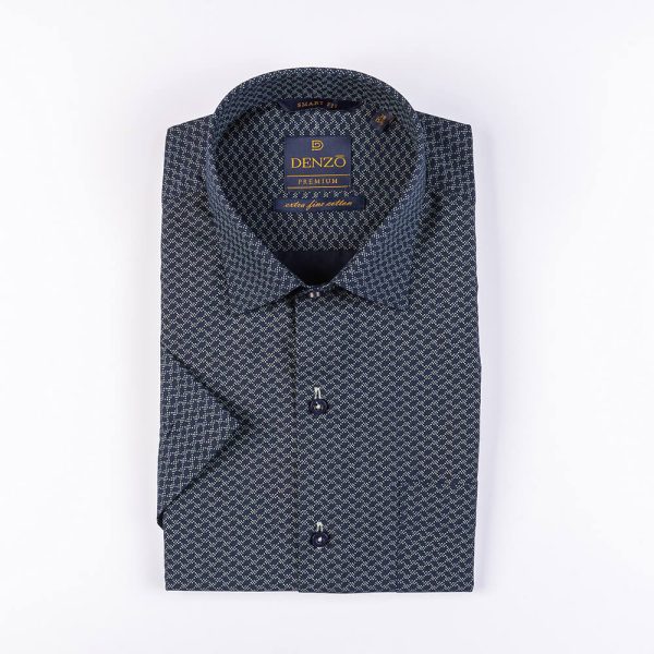 DENZO® PREMIUM SMART FIT MOTIF PRINTED SHIRT - NAVY BLUE - Image 2