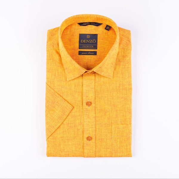 DENZO® PREMIUM SMART FIT 100% LINEN SHIRT - ORANGE - Image 2