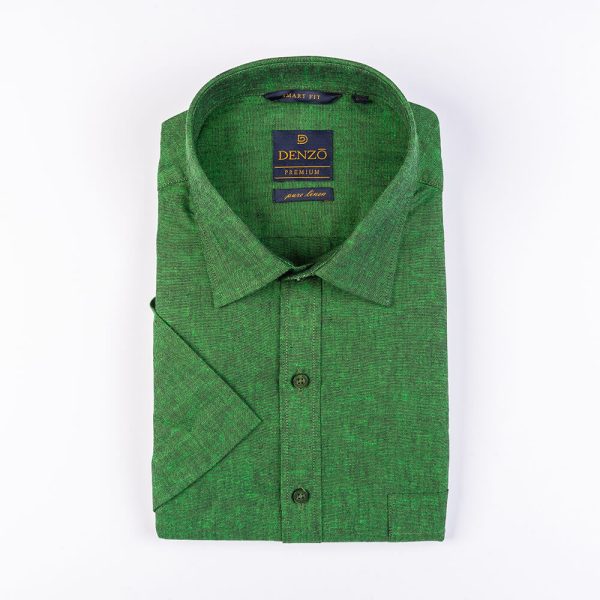 DENZO® PREMIUM SMART FIT 100% LINEN SHIRT - FOREST GREEN - Image 2