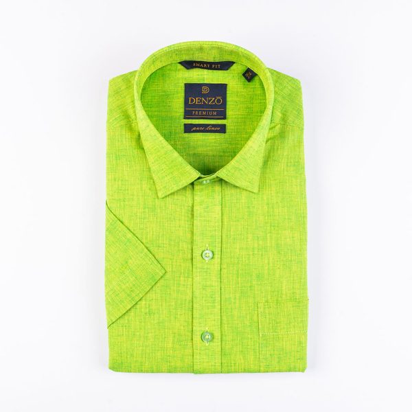 DENZO® PREMIUM SMART FIT 100% LINEN SHIRT - LIME GREEN - Image 2