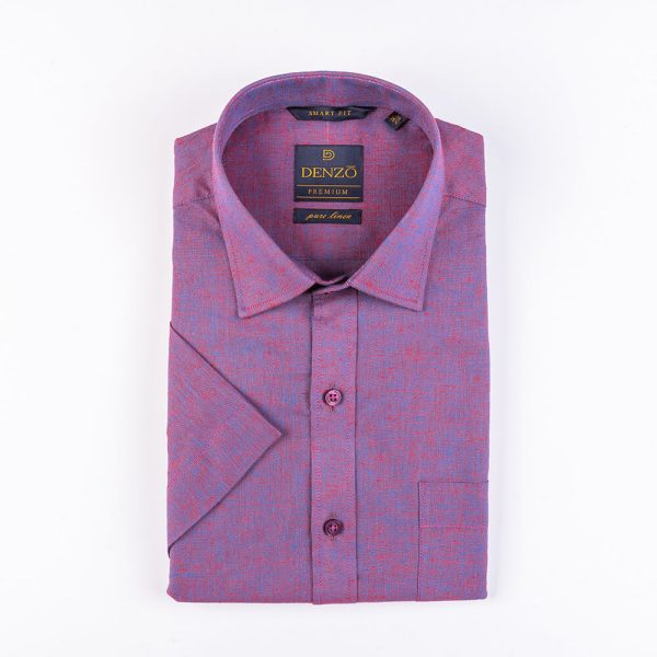 DENZO® PREMIUM SMART FIT 100% LINEN SHIRT - PURPLE - Image 2