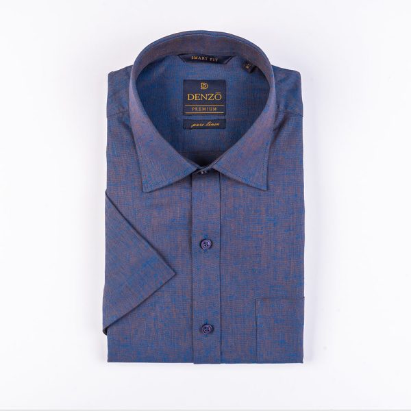 DENZO® PREMIUM SMART FIT 100% LINEN SHIRT - NAVY BLUE - Image 2