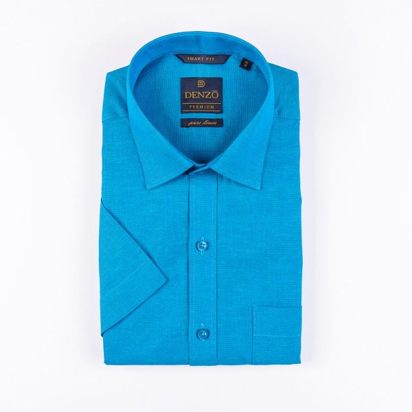 DENZO® PREMIUM SMART FIT 100% LINEN SHIRT - MAYA BLUE - Image 2
