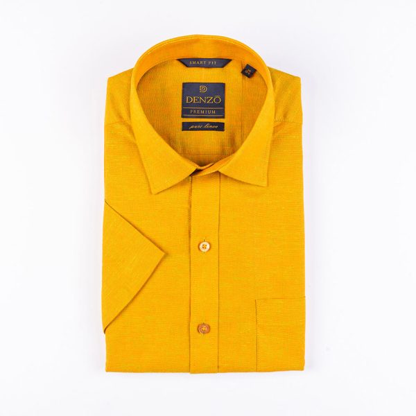 DENZO® PREMIUM SMART FIT 100% LINEN SHIRT - YELLOW - Image 2