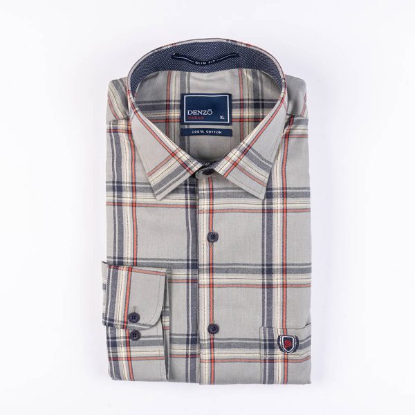 DENZO® URBAN TWILL LARGE CHECK SHIRT - GREY - Image 2
