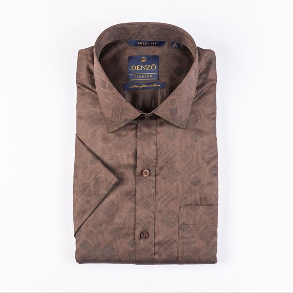 DENZO® PREMIUM ABSTRACT PRINTED SHORT SLEEVE SHIRT - BROWN - Image 2
