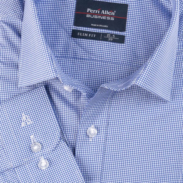 PERRI ALLEN® BUSINESS - SLIM FIT CHECK BLUE