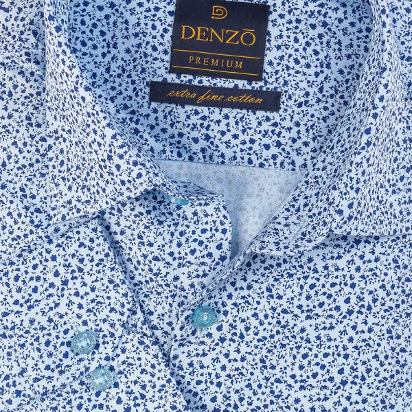 DENZO® PREMIUM MINIMAL PRINT LONG SLEEVE - SKY BLUE FLORAL