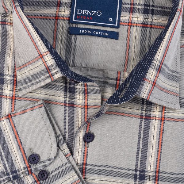 DENZO® URBAN TWILL LARGE CHECK SHIRT - GREY