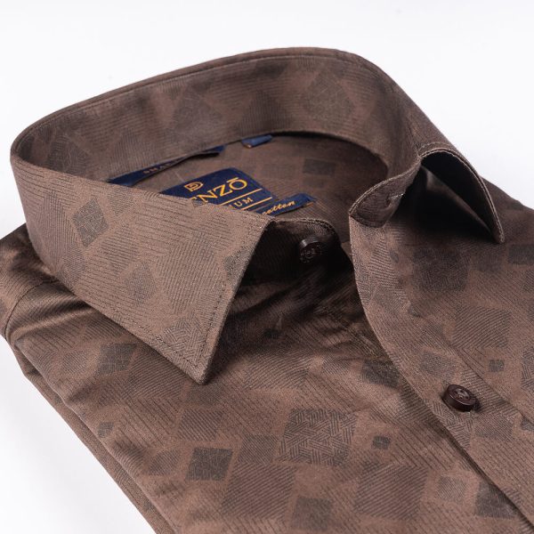 DENZO® PREMIUM ABSTRACT PRINTED SHORT SLEEVE SHIRT - BROWN
