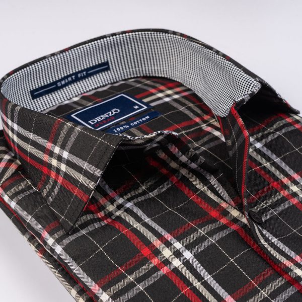 DENZO® URBAN TWILL LARGE CHECK SHORT SLEEVE - BLACK