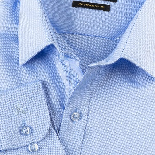 PERRI ALLEN® LUXURY - SLIM FIT SKY BLUE DOBBY LONG SHIRT
