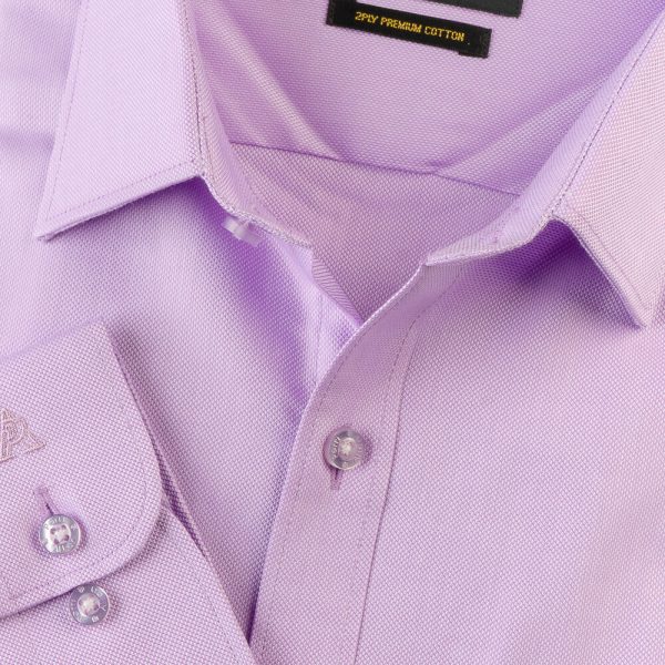 PERRI ALLEN® LUXURY - SLIM FIT PURPLE DOBBY LONG SHIRT