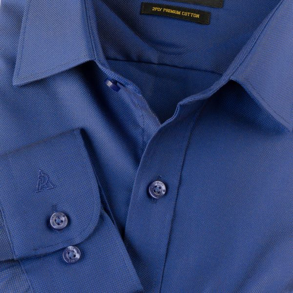 PERRI ALLEN® LUXURY - SLIM FIT EGYPTIAN BLUE DOBBY LONG SHIRT