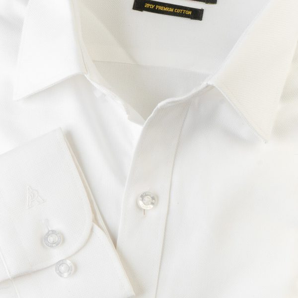 PERRI ALLEN® LUXURY - SLIM FIT CRISP WHITE DOBBY LONG SHIRT