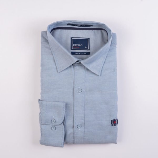 DENZO® URBAN PIPING DETAIL LONG SLEEVE SHIRT - PASTEL BLUE - Image 2