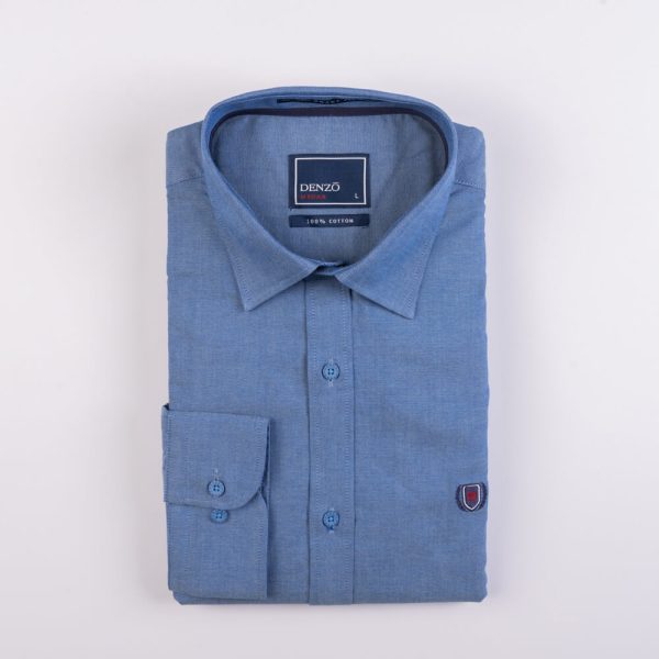 DENZO® URBAN PIPING DETAIL LONG SLEEVE SHIRT - DUST BLUE - Image 2