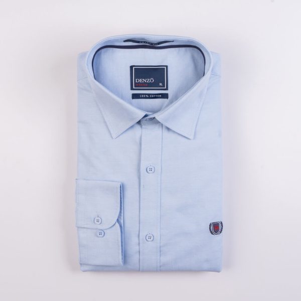 DENZO® URBAN PIPING DETAIL LONG SLEEVE SHIRT - LIGHT BLUE - Image 3