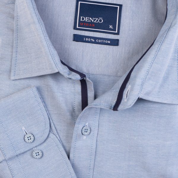 DENZO® URBAN PIPING DETAIL LONG SLEEVE SHIRT - PASTEL BLUE