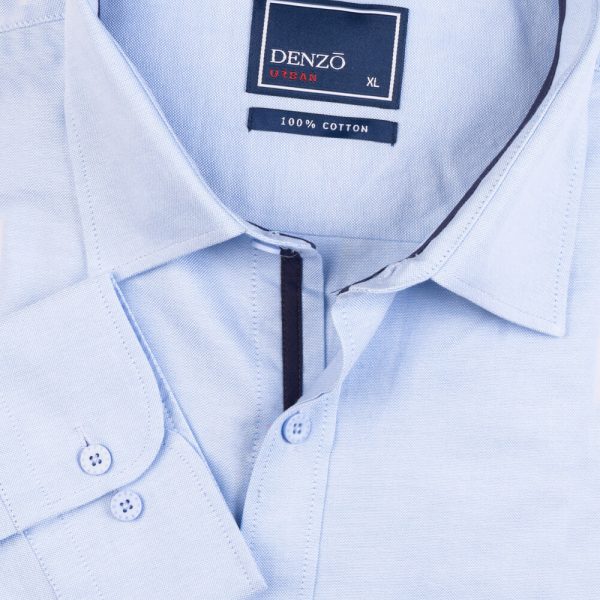 DENZO® URBAN PIPING DETAIL LONG SLEEVE SHIRT - LIGHT BLUE - Image 2