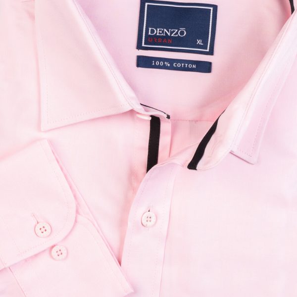 DENZO® URBAN PIPING DETAIL LONG SLEEVE SHIRT - PINK