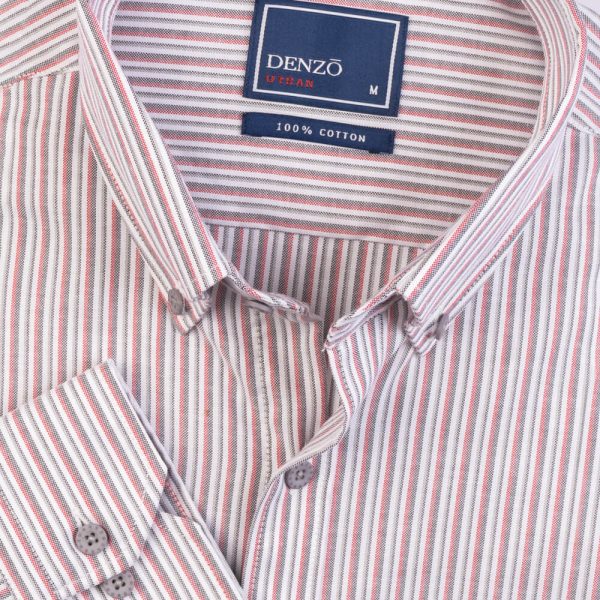 DENZO® URBAN OXFORD STRIPED – RED GREY