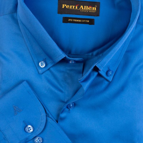 PERRI ALLEN® LUXURY  SMART FIT BUTTON DOWN - DUSK BLUE