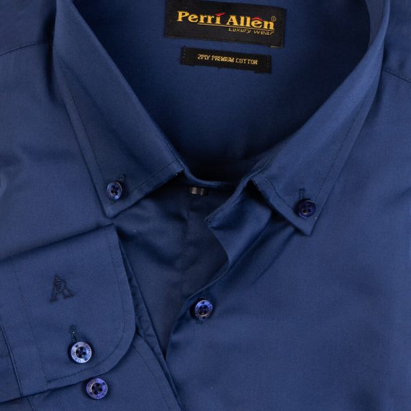 PERRI ALLEN® LUXURY  SMART FIT BUTTON DOWN - MIDNIGHT BLUE