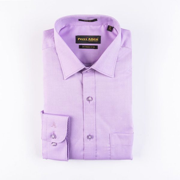 PERRI ALLEN® LUXURY - SLIM FIT PURPLE DOBBY LONG SHIRT - Image 2