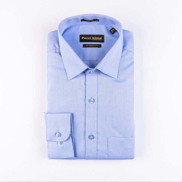 PERRI ALLEN® LUXURY - SLIM FIT SKY BLUE DOBBY LONG SHIRT - Image 2