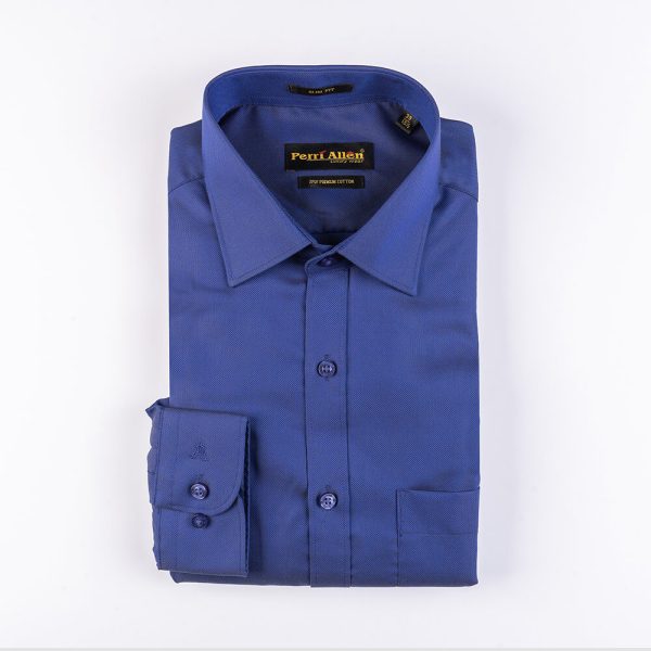 PERRI ALLEN® LUXURY - SLIM FIT EGYPTIAN BLUE DOBBY LONG SHIRT - Image 2