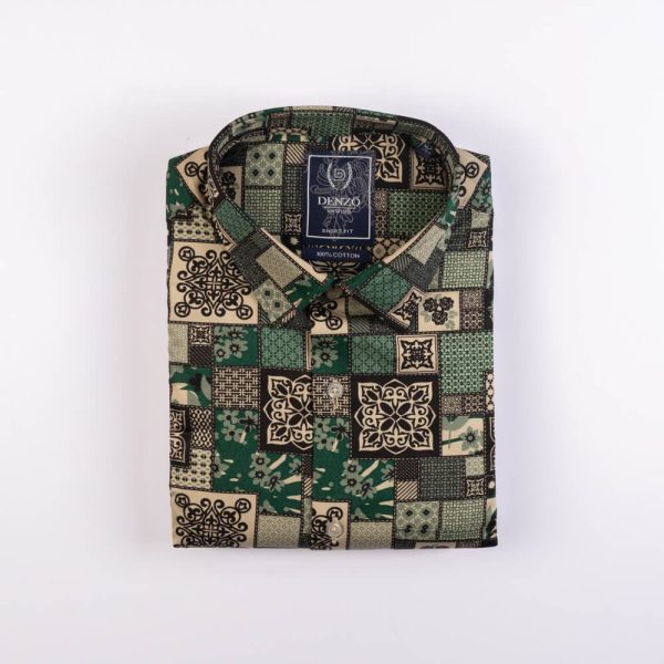 DENZO® UNWIND PRINTED SHORT SLEEVE SHIRT – GREEN - Image 2