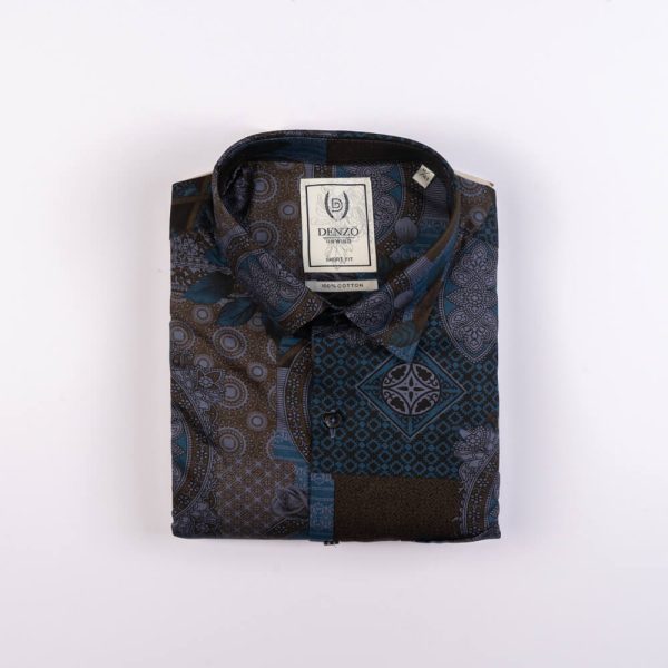 DENZO® UNWIND PRINTED SHORT SLEEVE SHIRT – BROWN - Image 2
