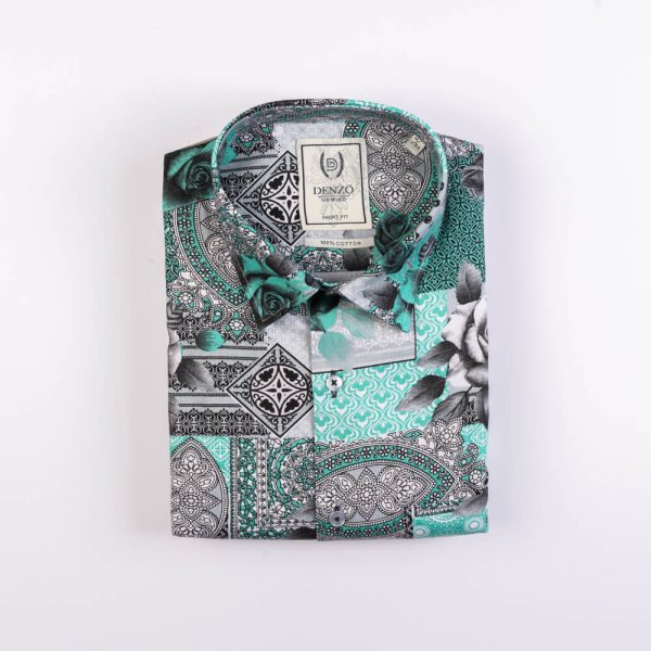 DENZO® UNWIND PRINTED SHORT SLEEVE SHIRT – GREEN - Image 2