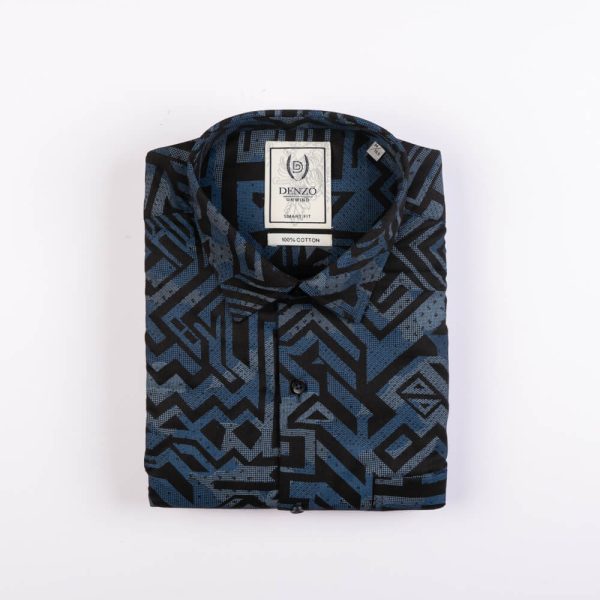DENZO® UNWIND PRINTED SHORT SLEEVE SHIRT – BLUE - Image 2