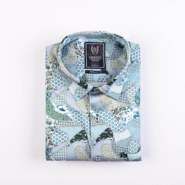 DENZO® UNWIND PRINTED SHORT SLEEVE SHIRT – BLUE - Image 2