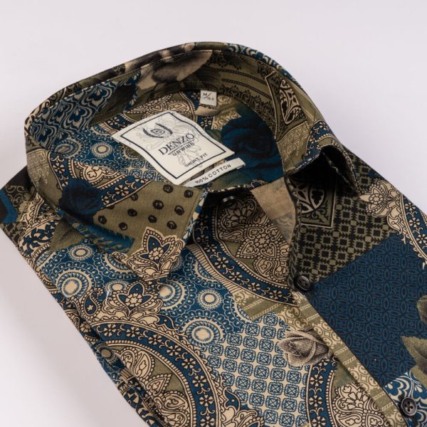 DENZO® UNWIND PRINTED SHORT SLEEVE SHIRT – BLUE