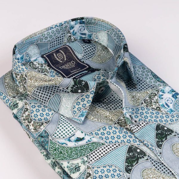 DENZO® UNWIND PRINTED SHORT SLEEVE SHIRT – BLUE