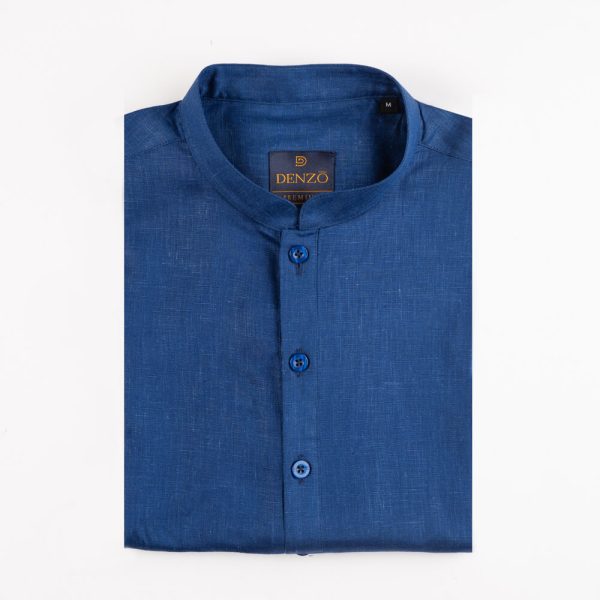 DENZO® PREMIUM LONGSLEEVE FULL LENGTH KURTA - NAVY BLUE - Image 3