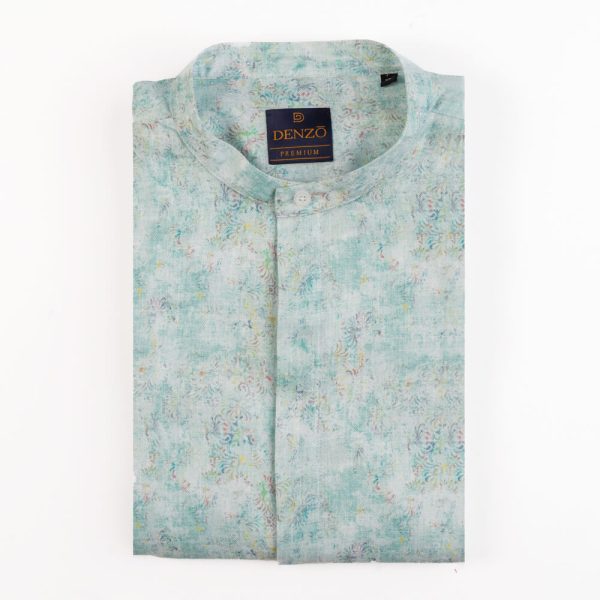 DENZO® PREMIUM LONGSLEEVE HALF LENGTH KURTA - GREEN PRINT - Image 5