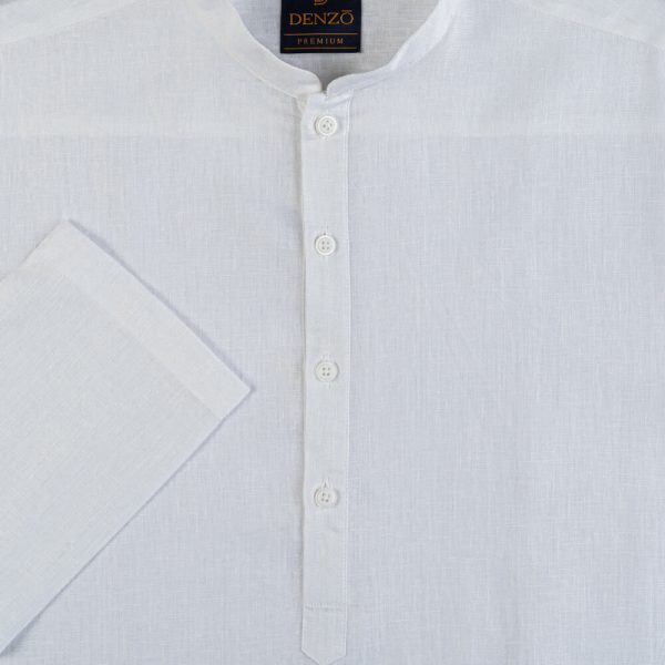 DENZO® PREMIUM LONGSLEEVE FULL LENGTH KURTA - WHITE - Image 4
