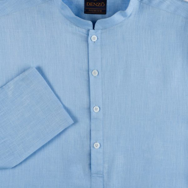 DENZO® PREMIUM LONGSLEEVE FULL LENGTH KURTA - LIGHT BLUE - Image 4